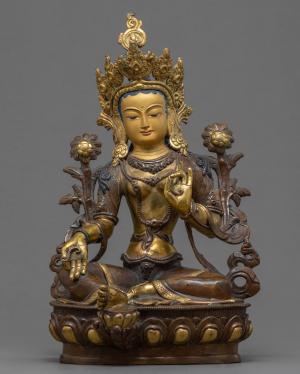 Green Tara Statue | Vintage Collectibles Altar Decor | Green Tara Deity | Healing goddess | Handmade Tibetan Souvenir | Spiritual Gifts